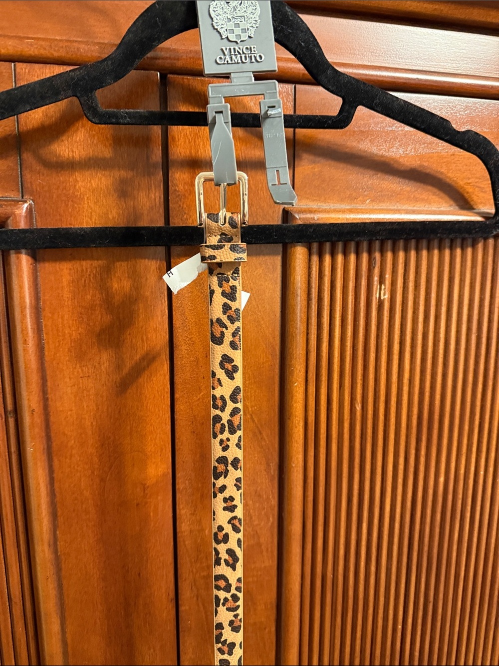 Vince Camuto Leopard Print Skinny Belt in Tan and Black